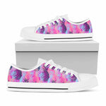 Neon Trippy Pineapple Pattern Print White Low Top Sneakers