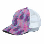 Neon Trippy Pineapple Pattern Print White Mesh Trucker Cap