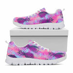Neon Trippy Pineapple Pattern Print White Running Shoes