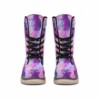 Neon Trippy Pineapple Pattern Print Winter Boots