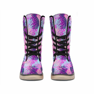 Neon Trippy Pineapple Pattern Print Winter Boots