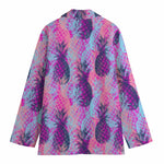 Neon Trippy Pineapple Pattern Print Women's Blazer