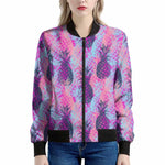 Neon Trippy Pineapple Pattern Print Women's Bomber Jacket