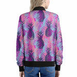Neon Trippy Pineapple Pattern Print Women's Bomber Jacket