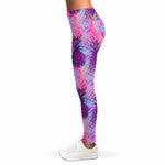 Neon Trippy Pineapple Pattern Print Women's Leggings