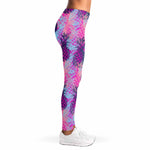 Neon Trippy Pineapple Pattern Print Women's Leggings