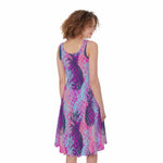 Neon Trippy Pineapple Pattern Print Women's Sleeveless Dress