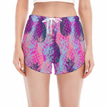 Neon Trippy Pineapple Pattern Print Women's Split Running Shorts