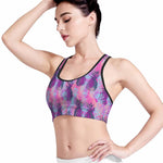 Neon Trippy Pineapple Pattern Print Women's Sports Bra