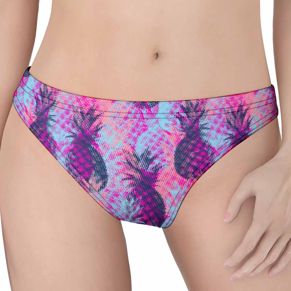 Neon Trippy Pineapple Pattern Print Women's Thong