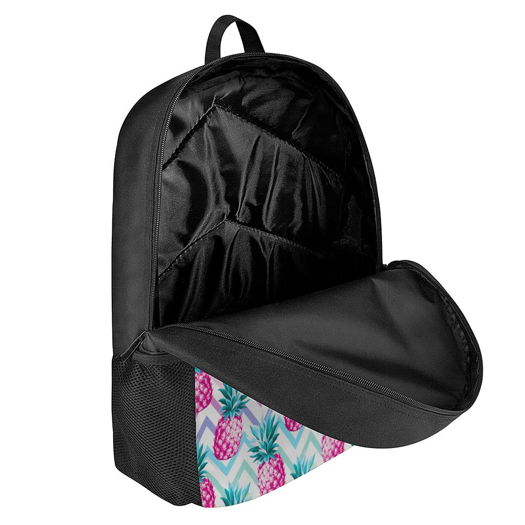 Neon Zig Zag Pineapple Pattern Print 17 Inch Backpack