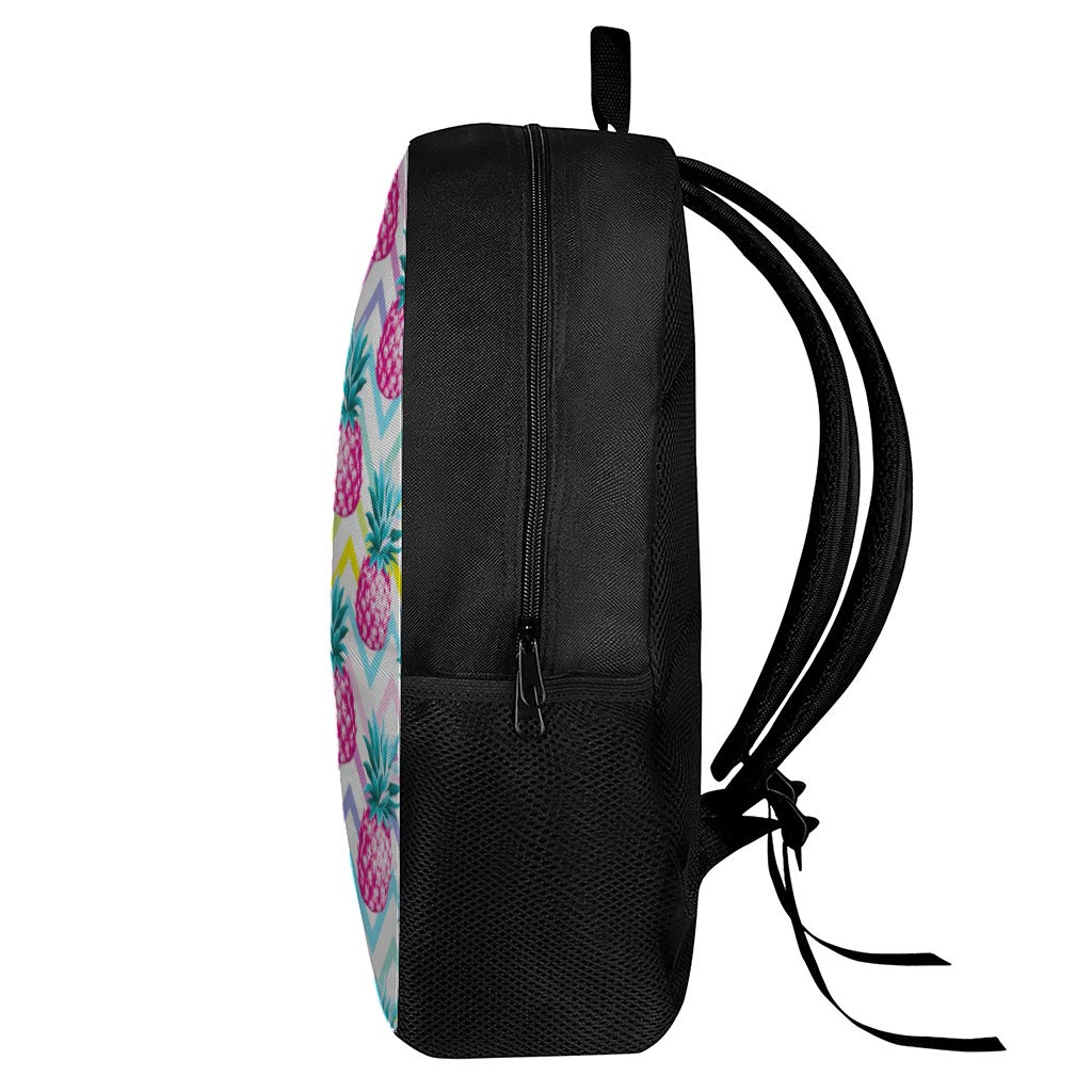 Neon Zig Zag Pineapple Pattern Print 17 Inch Backpack