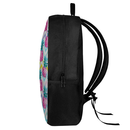 Neon Zig Zag Pineapple Pattern Print 17 Inch Backpack