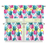 Neon Zig Zag Pineapple Pattern Print 3 Piece Kitchen Curtains