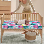Neon Zig Zag Pineapple Pattern Print Baby Crib Sheet