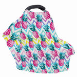 Neon Zig Zag Pineapple Pattern Print Baby Seat Cover