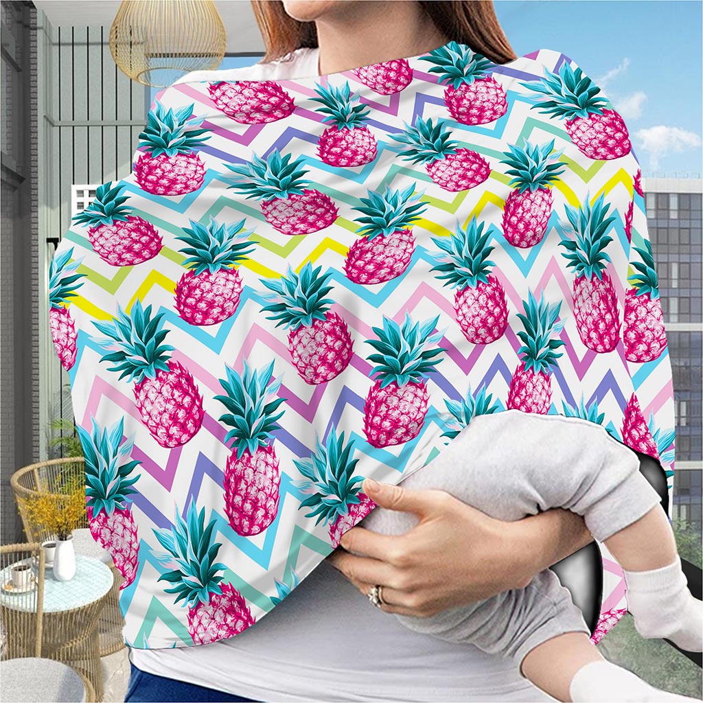 Neon Zig Zag Pineapple Pattern Print Baby Seat Cover