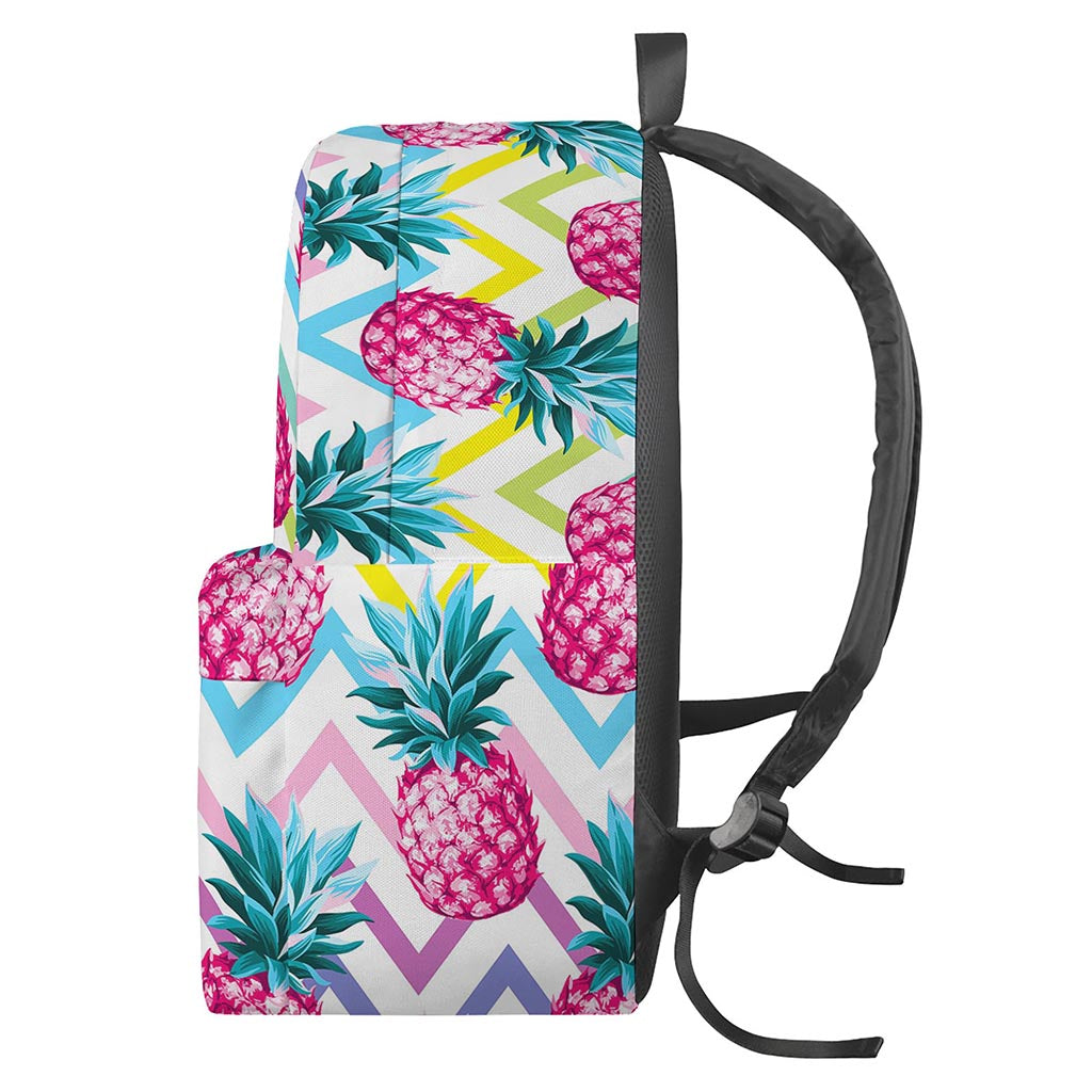 Neon Zig Zag Pineapple Pattern Print Backpack
