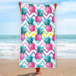 Neon Zig Zag Pineapple Pattern Print Beach Towel
