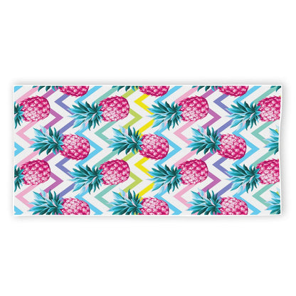 Neon Zig Zag Pineapple Pattern Print Beach Towel