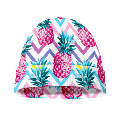 Neon Zig Zag Pineapple Pattern Print Beanie