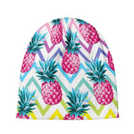 Neon Zig Zag Pineapple Pattern Print Beanie