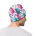 Neon Zig Zag Pineapple Pattern Print Beanie