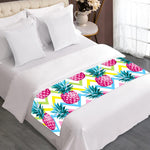 Neon Zig Zag Pineapple Pattern Print Bed Runner