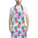 Neon Zig Zag Pineapple Pattern Print Bib Apron With Pocket