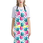 Neon Zig Zag Pineapple Pattern Print Bib Apron With Pocket