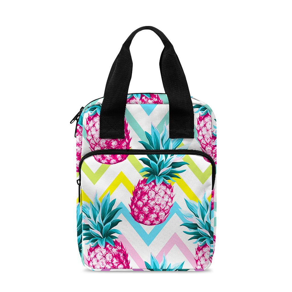 Neon Zig Zag Pineapple Pattern Print Bible Tote Bag
