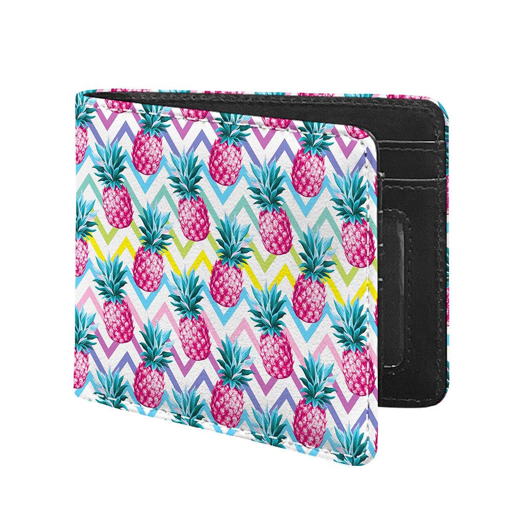 Neon Zig Zag Pineapple Pattern Print Bifold Wallet