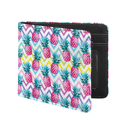 Neon Zig Zag Pineapple Pattern Print Bifold Wallet
