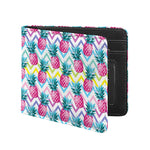 Neon Zig Zag Pineapple Pattern Print Bifold Wallet
