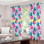 Neon Zig Zag Pineapple Pattern Print Blackout Grommet Curtains