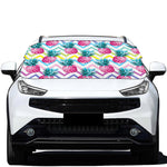 Neon Zig Zag Pineapple Pattern Print Car Windshield Snow Cover
