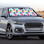 Neon Zig Zag Pineapple Pattern Print Car Windshield Sun Shade