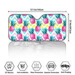 Neon Zig Zag Pineapple Pattern Print Car Windshield Sun Shade