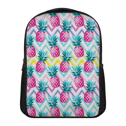 Neon Zig Zag Pineapple Pattern Print Casual Backpack