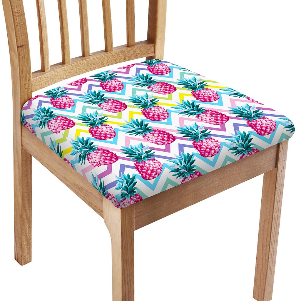 Neon Zig Zag Pineapple Pattern Print Chair Cushion Cover