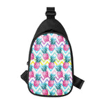 Neon Zig Zag Pineapple Pattern Print Chest Bag