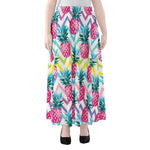 Neon Zig Zag Pineapple Pattern Print Chiffon Maxi Skirt