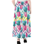 Neon Zig Zag Pineapple Pattern Print Chiffon Maxi Skirt