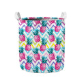 Neon Zig Zag Pineapple Pattern Print Collapsible Laundry Basket