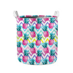 Neon Zig Zag Pineapple Pattern Print Collapsible Laundry Basket