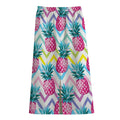 Neon Zig Zag Pineapple Pattern Print Cotton Front Slit Maxi Skirt