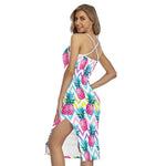 Neon Zig Zag Pineapple Pattern Print Cross Back Cami Dress