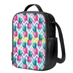 Neon Zig Zag Pineapple Pattern Print Crossbody Lunch Bag