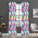 Neon Zig Zag Pineapple Pattern Print Curtain