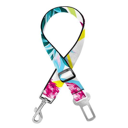 Neon Zig Zag Pineapple Pattern Print Dog Seat Belt
